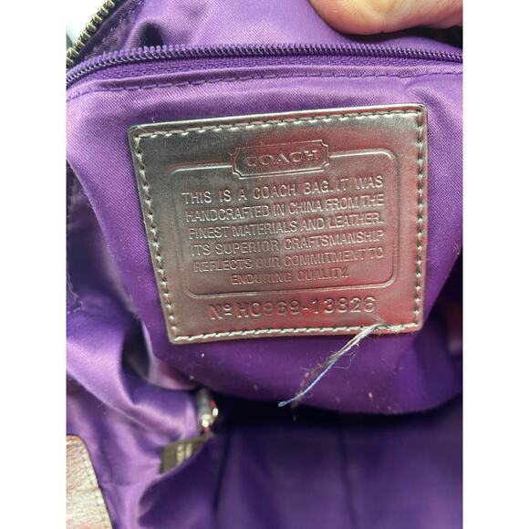 Coach Poppy op art Glam Signature Tote Bag Purse Black Gray Silver 13826 handbag - Picture 6 of 7